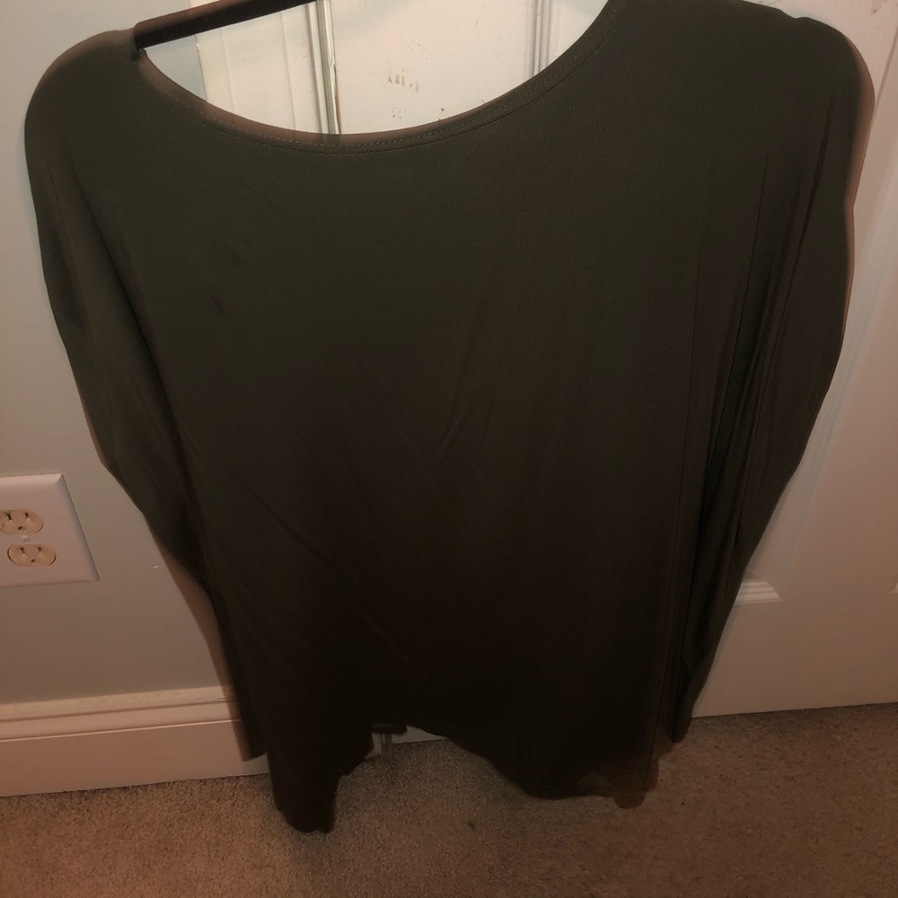 Army Green Long sleeve Piko Top